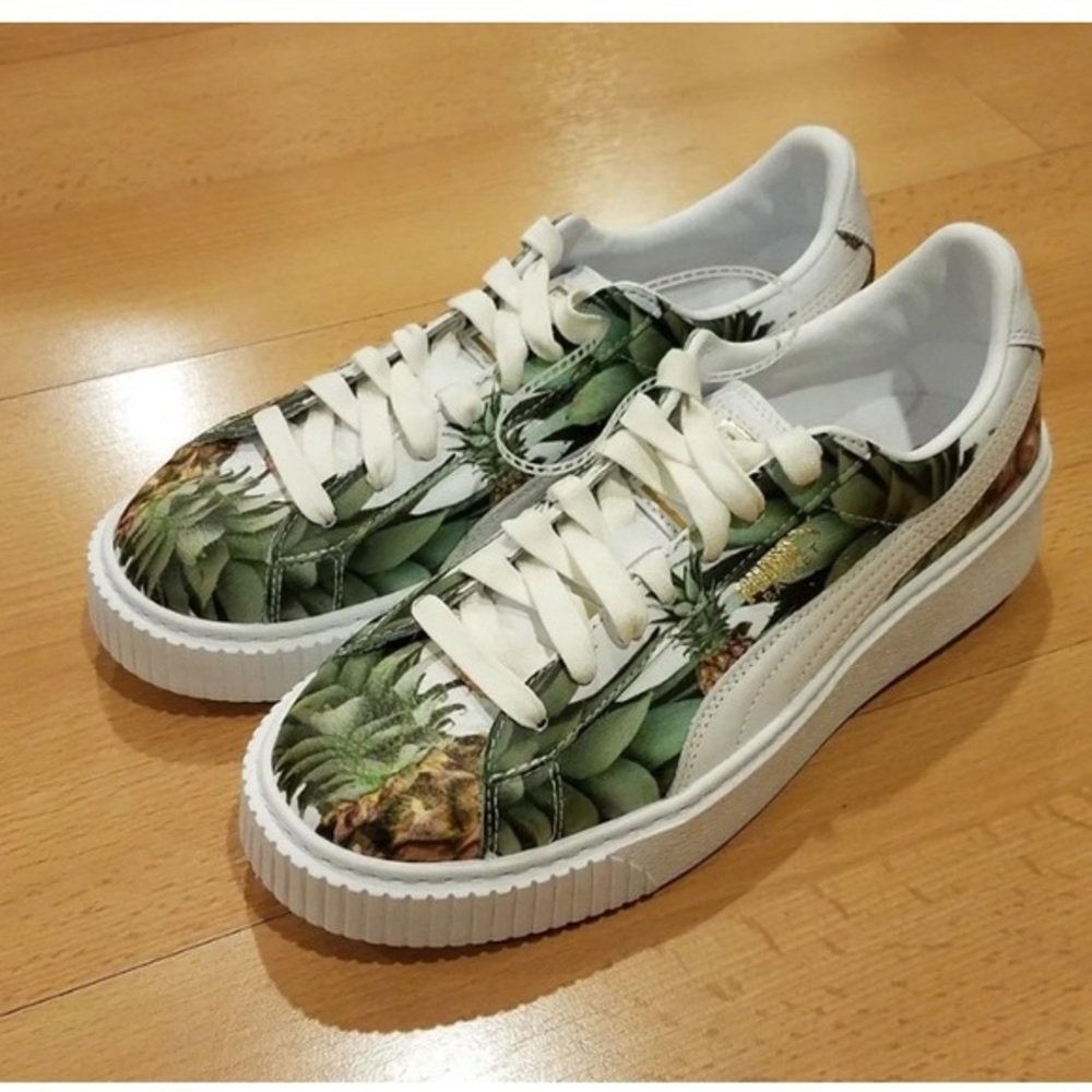 Puma Basket Platform Pineapple Gold White Trainer women Sz 7C US‎